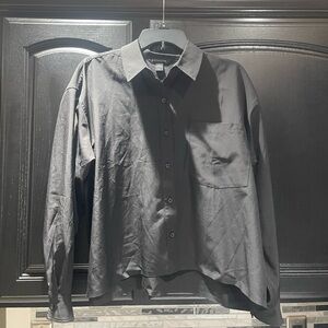 Athleta Women's M Black Long Sleeve Button Down Shirt Top